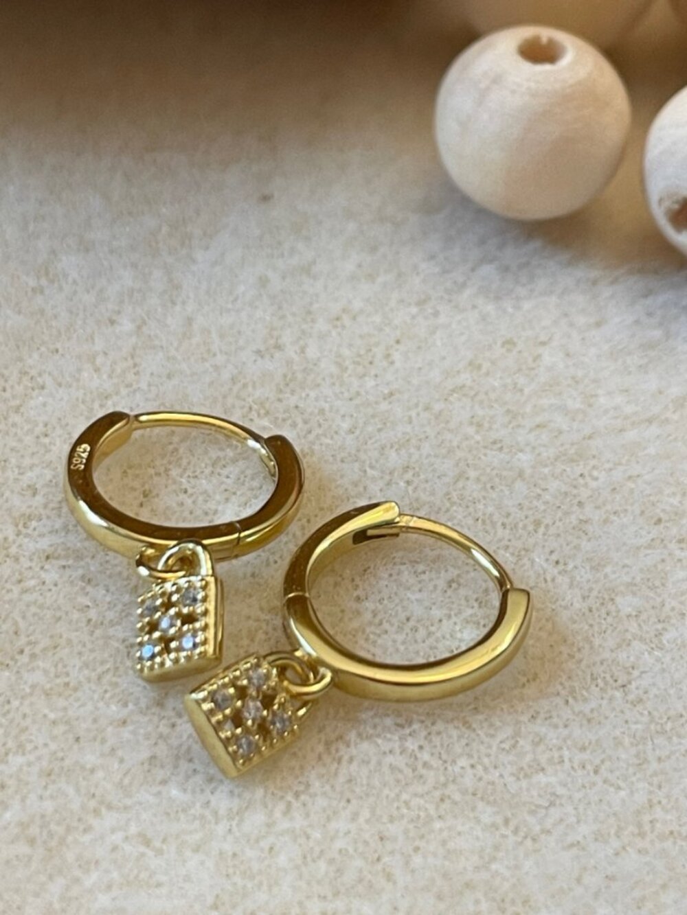 18K Gold Plated 925 Silver CZ Padlock Huggie Earrings Hoop Dangle Lock Drop NEW